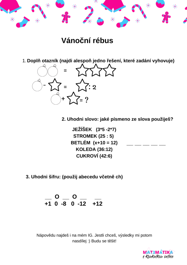 Doučování matematiky online, rébus vánoční.